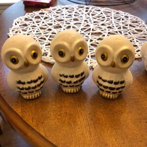 White glitter owls (glass)